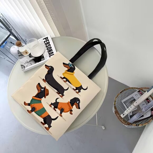 “Dachshunds in Sweaters” Polyester Tote Shopping Bag (BRAND-NEW & SO CUTE!) - Picture 5 of 7
